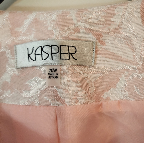 Women's Kasper Pink Brocade Long Blazer Beaded Bedazzled Spring 20W New - Picture 3 of 11